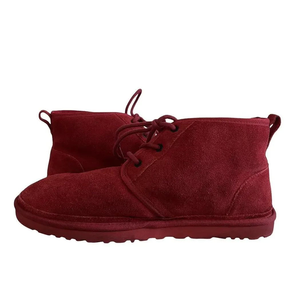 UGG Mens Suede Lace Up‎ Chukka Boots Size 12 Neumel Red Sherling Lined